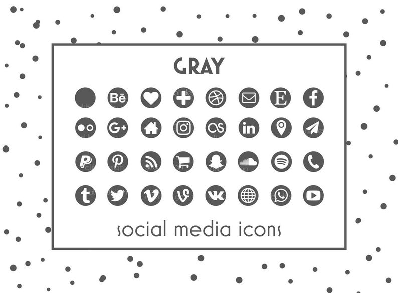 794x584 Social Media Icons Gray Icon Gray Button Social Icons Etsy