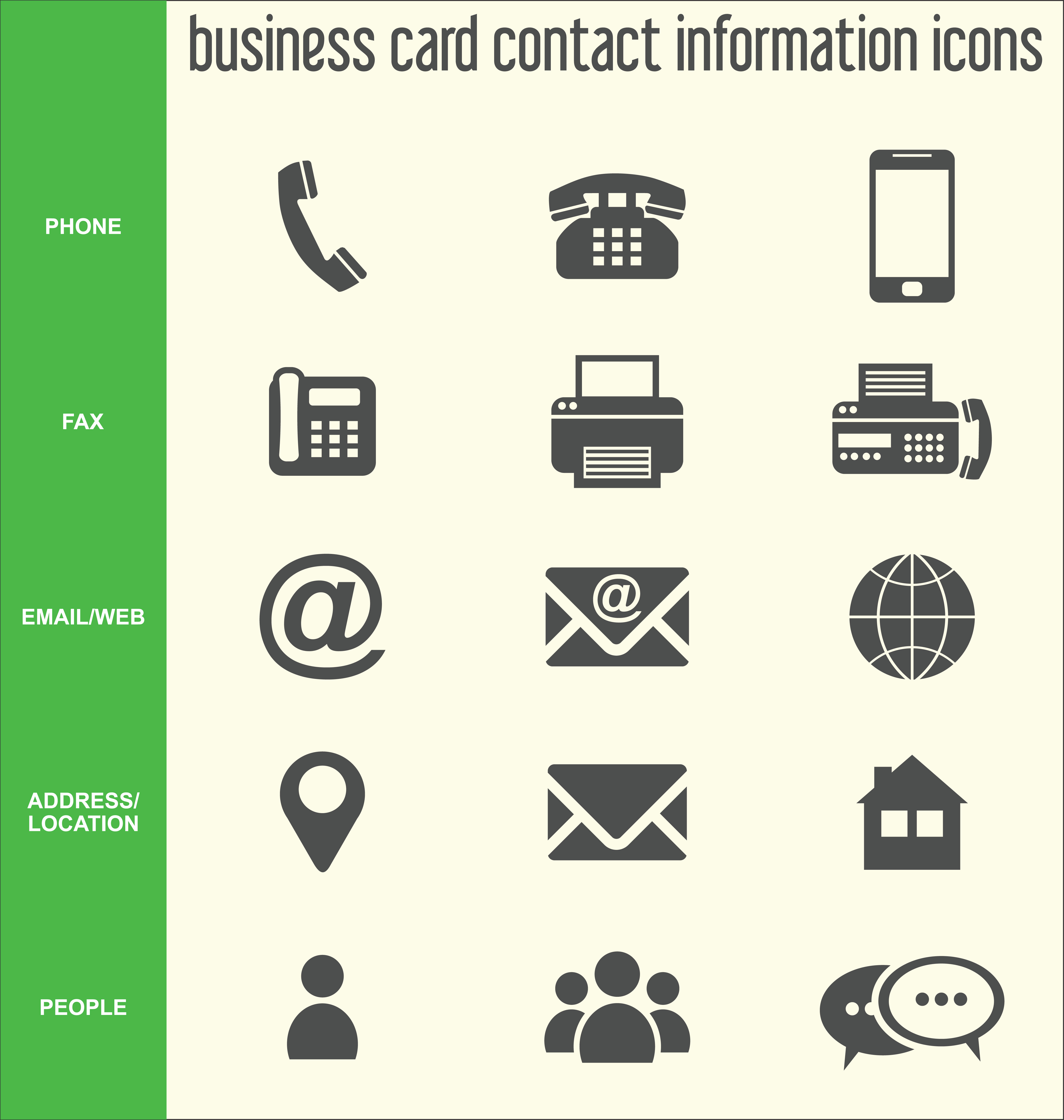 4750x5000 Business Card Contact Information Icons Collection