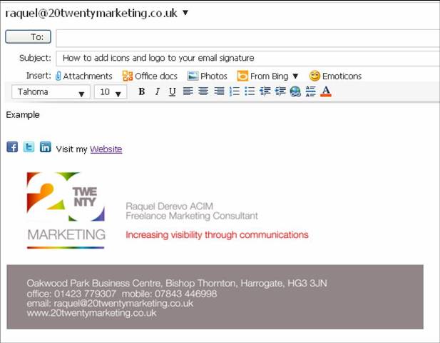 how do i add social media icons to my email signature in outlook