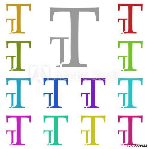 500x500 Font Size, Text Multi Color Icon Simple Thin Line, Outline Vector