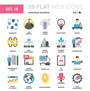 296x300 Vector Set Of Corporate Business Flat Web Icons Each Icon Neatly