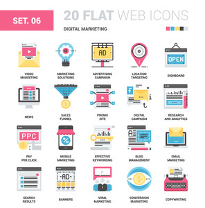 296x300 Vector Set Of Digital Marketing Flat Web Icons Each Icon Neatly