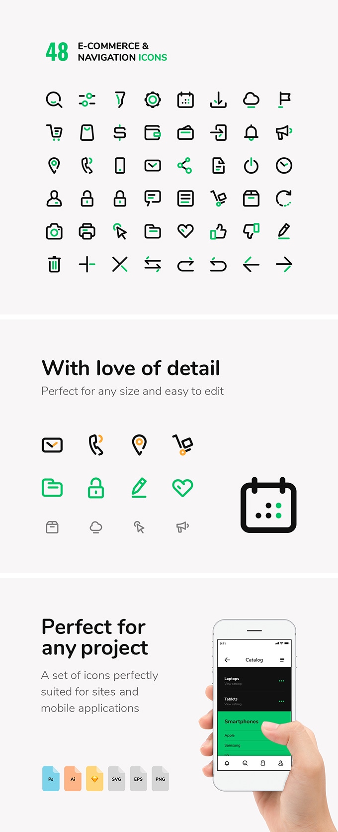 Ecommerce Navigation Icons Set 680x1672 Ecommerce Navigation Icons Set
