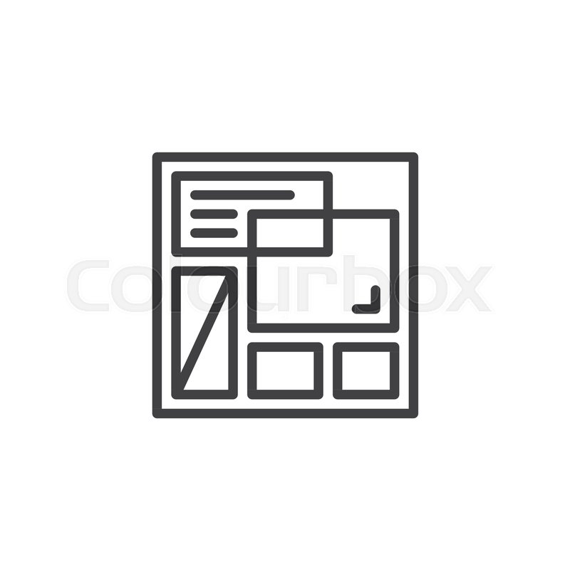 800x800 Website Template Outline Icon Linear Stock Vector Colourbox