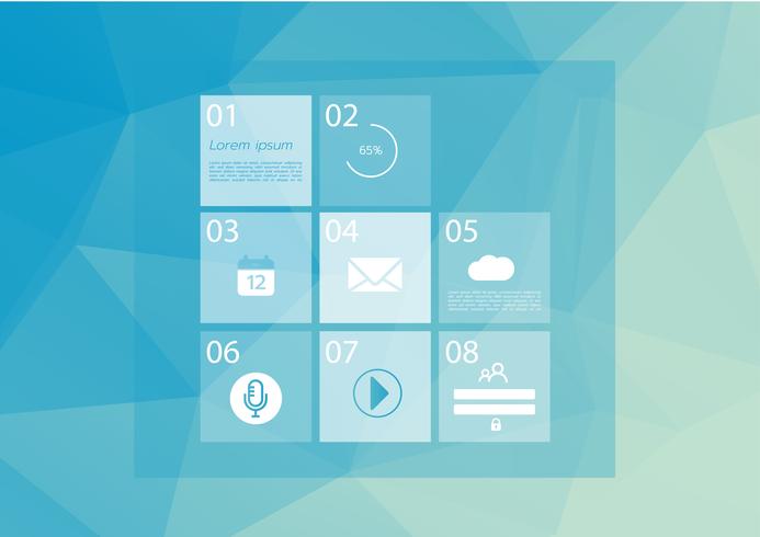 693x490 Website Template With Basic Menu Line Art Icons Low Poly Blue