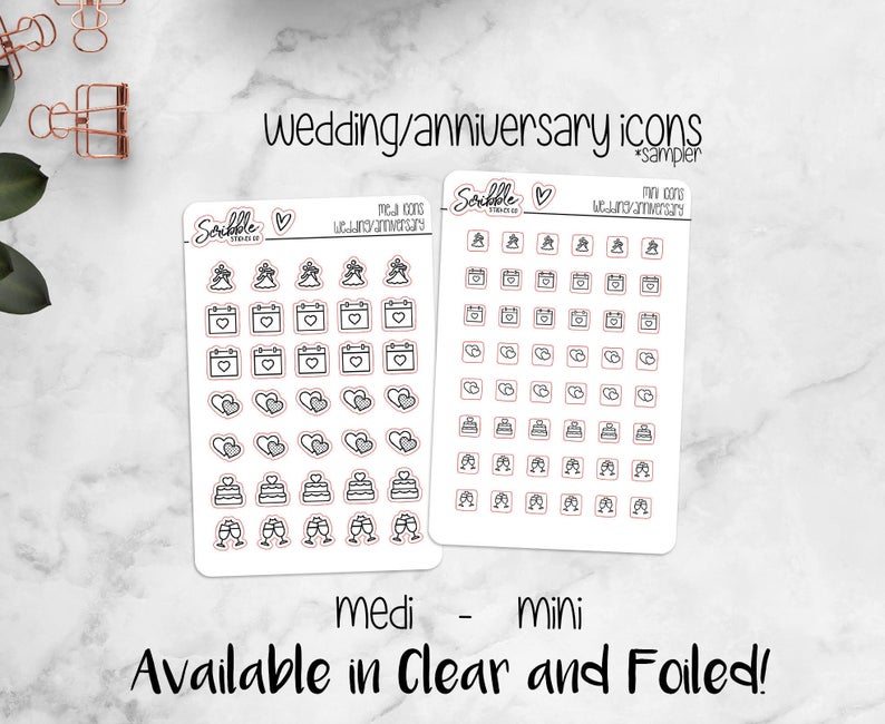 Wedding Anniversary Sampler Icon Stickers Planner Etsy 794x650 Wedding Anniversary Sampler Icon Stickers Planner Etsy