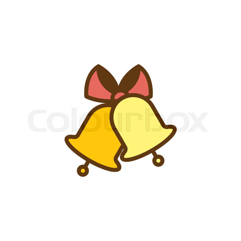 800x800 Bells With Bow And Ribbon Flat Icon, Stock Vector Colourbox
