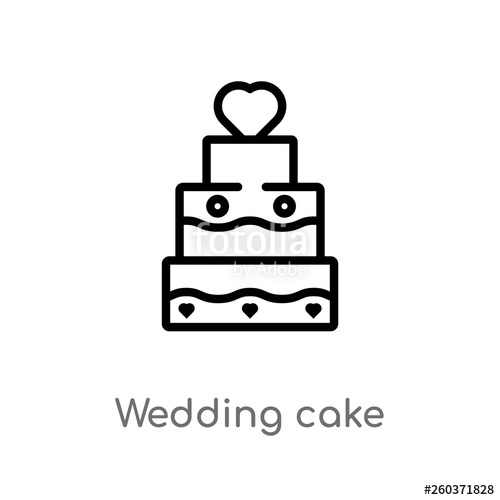 500x500 Outline Wedding Cake Vector Icon Isolated Black Simple Line