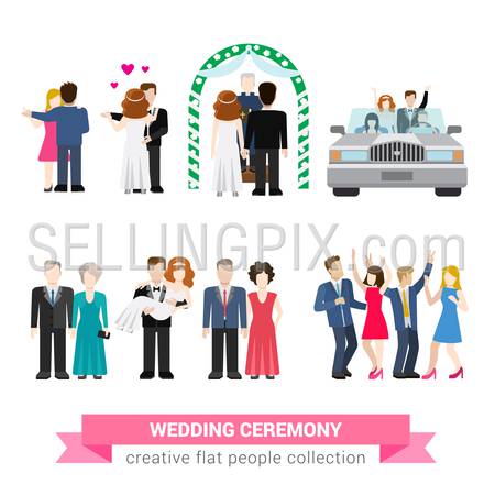 450x450 Super Wedding Ceremony Marriage Flat Style Infographic Icon People