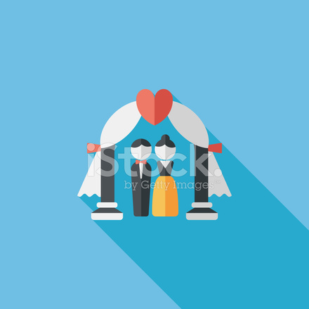 440x440 Wedding Ceremony Flat Icon With Long Stock Vector