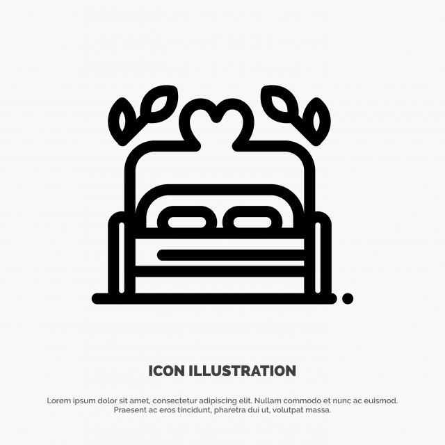 640x640 Bed Love Heart Wedding Line Icon Vector, Bed, Ceremony, Champagne