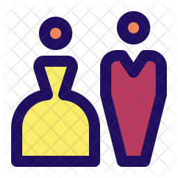256x256 Wedding Couple Icon Of Colored Outline Style