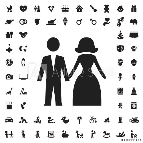 500x500 Wedding Couple Icon Illustration