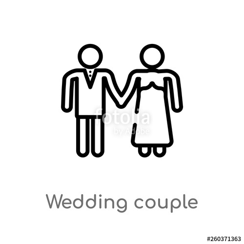 500x500 Outline Wedding Couple Vector Icon Isolated Black Simple Line