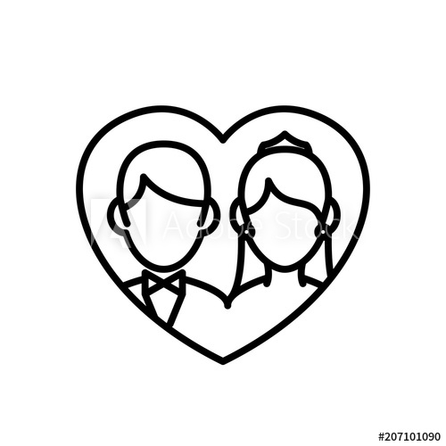 500x500 Wedding Couple Icon Groom And Bride With Love Frame Illustration