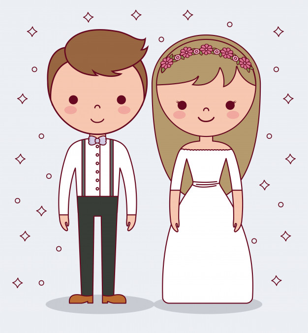 626x676 Cartoon Wedding Couple Icon Vector Premium Download