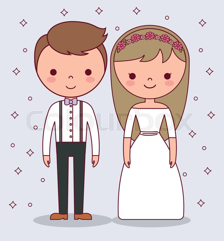 741x800 Cartoon Wedding Couple Icon Over Gray Stock Vector Colourbox