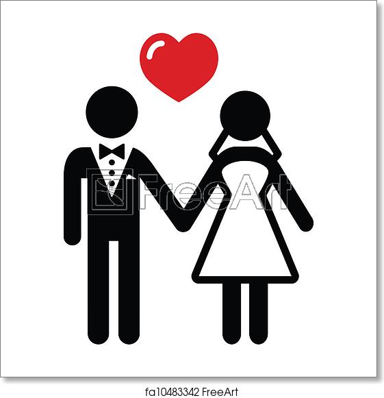 561x581 Free Art Print Of Wedding Married Couple Icon Newlywed Couple