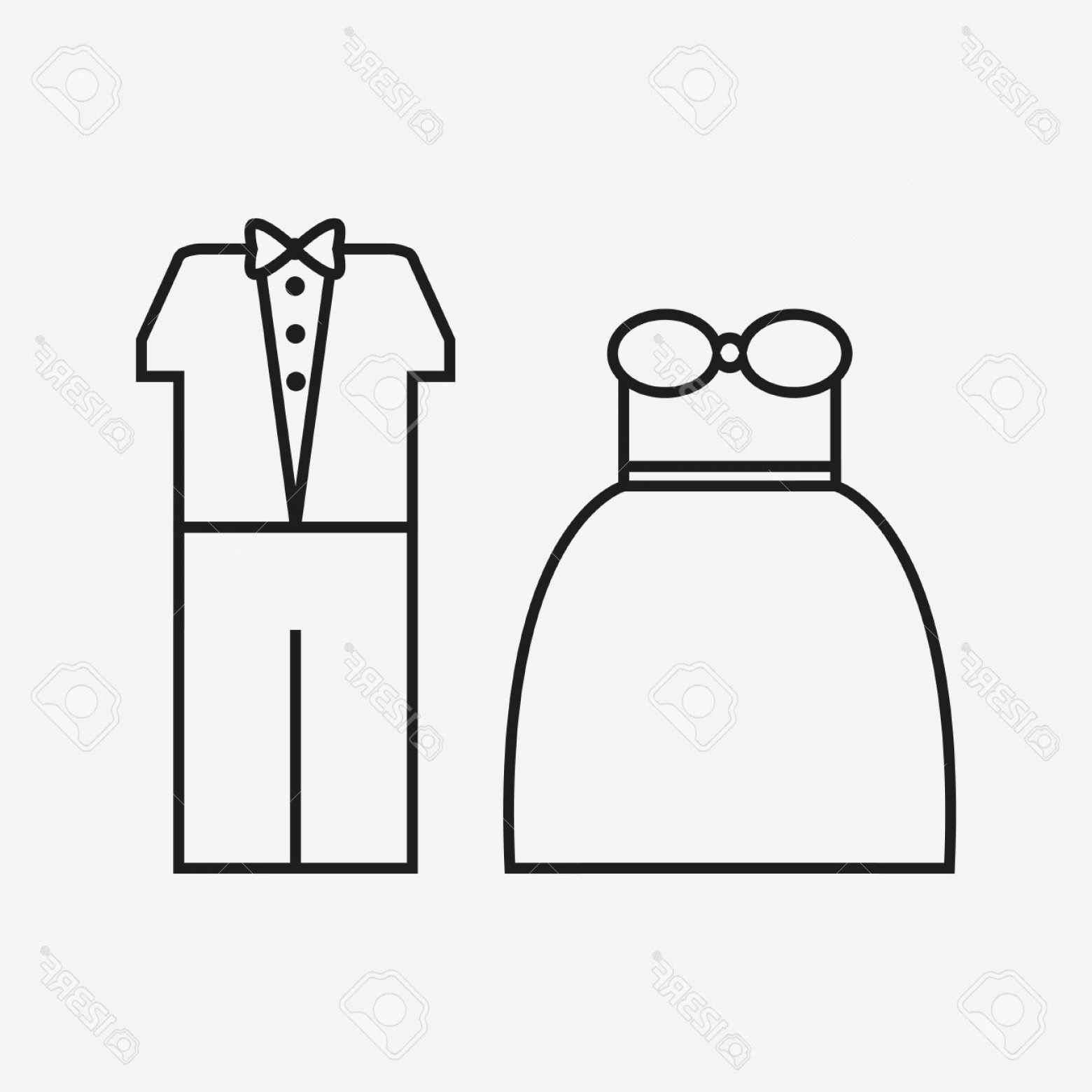 1560x1560 Photostock Vector Wedding Dress And Suit Icons On Background