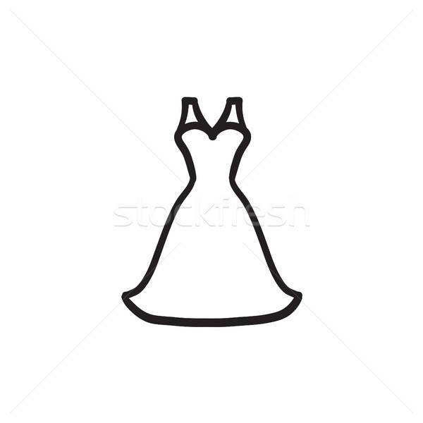 600x600 Wedding Dress Sketch Icon Vector Illustration Andrei Krauchuk