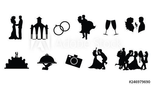 500x281 Illustration Of Wedding Icon Vector Silhouette On White