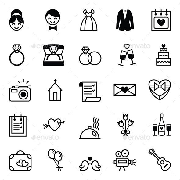 590x590 Set Of Twenty Five Black And White Vector Icons Preparation