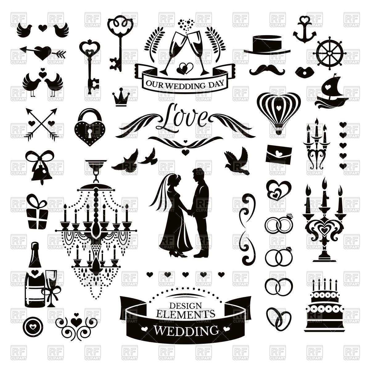 1200x1200 Wedding Icons And Design Elements Vector Image Of Design Elements