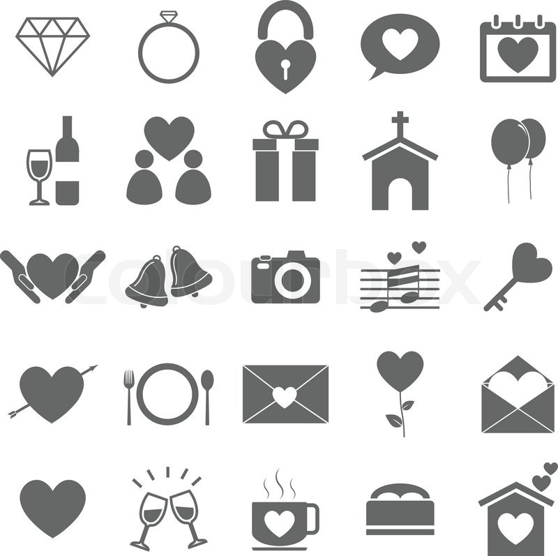 800x797 Wedding Icons On White Background, Stock Vector Colourbox