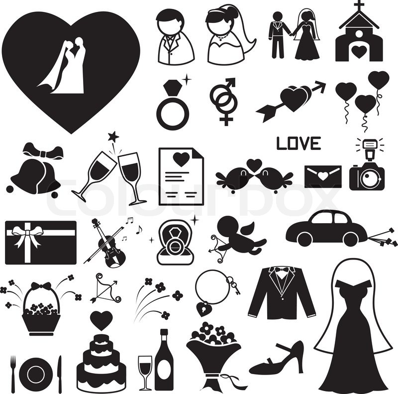 800x791 Wedding Icons Set Illustration Stock Vector Colourbox
