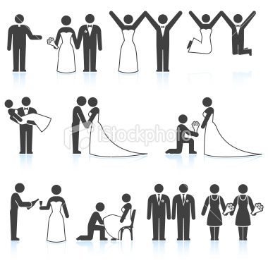 380x380 Bride And Groom Wedding Day Black White Icon Set Design