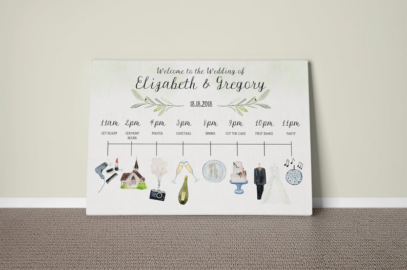 794x526 Personalised Wedding Timeline Keepsake Icon Program Weddings Etsy