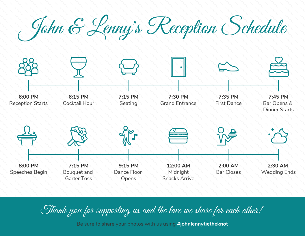 1056x816 Simple Icon Reception Timeline Template Template