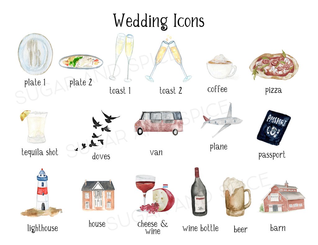 1024x791 Watercolor Heart Wedding Timeline Sugar And Spice Invitations