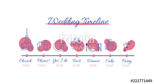 500x273 Wedding Timeline Infographics Vector Illustration With Icons