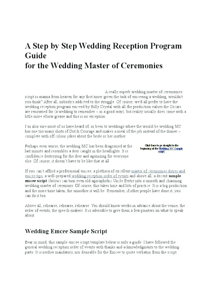 Wedding Reception Order Of Events Template from vectorified.com