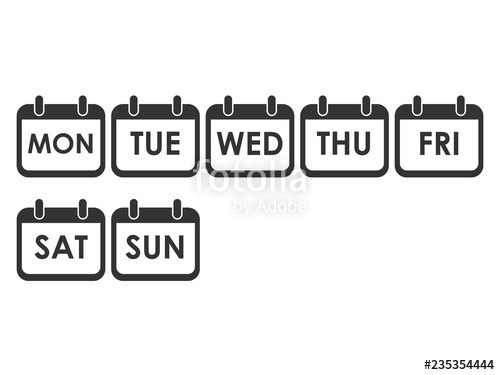 500x375 Calendar Day Icon Set Week Day Icon Set Vector Illustration