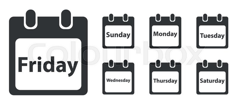 800x360 Week Day Icon Set, Calendar Sheet With Stock Vector Colourbox
