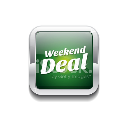 440x440 Weekend Deal Green Vector Icon Button Stock Vector