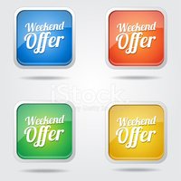 200x200 Weekend Offer Colorful Vector Icon Design Stock Vectors