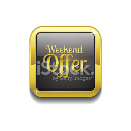 440x440 Weekend Offer Gold Vector Icon Button Stock Vector