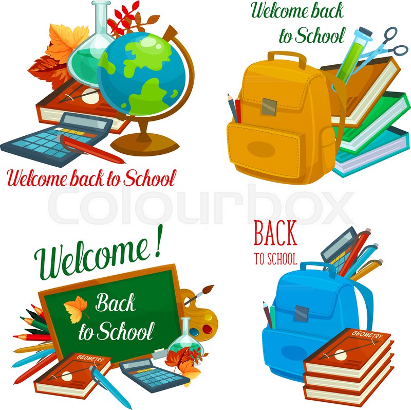 800x797 Welcome Back To School Icons Of School Stock Vector Colourbox