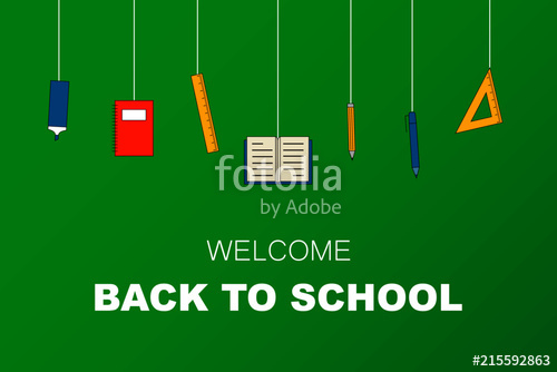 500x334 School Banner With Color Stationery Icon And Word Welcome Back