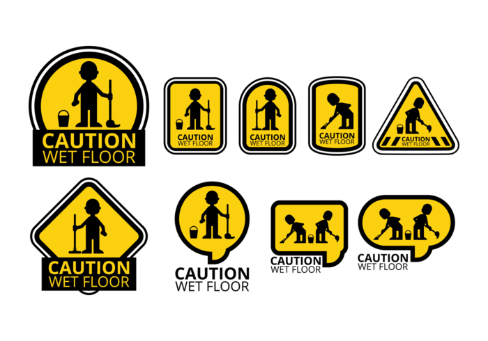 700x490 Wet Floor Icons Vector