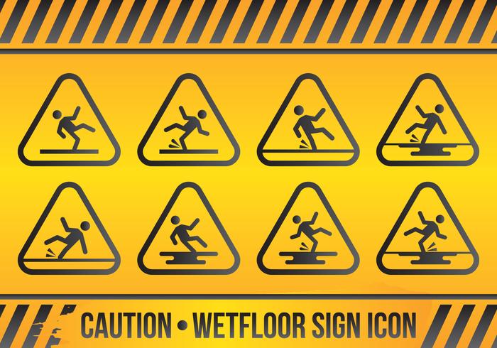 700x490 Wet Floor Sign Icon Set