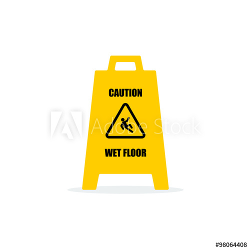 500x500 Yellow Wet Floor Sign Flat Vector Icon