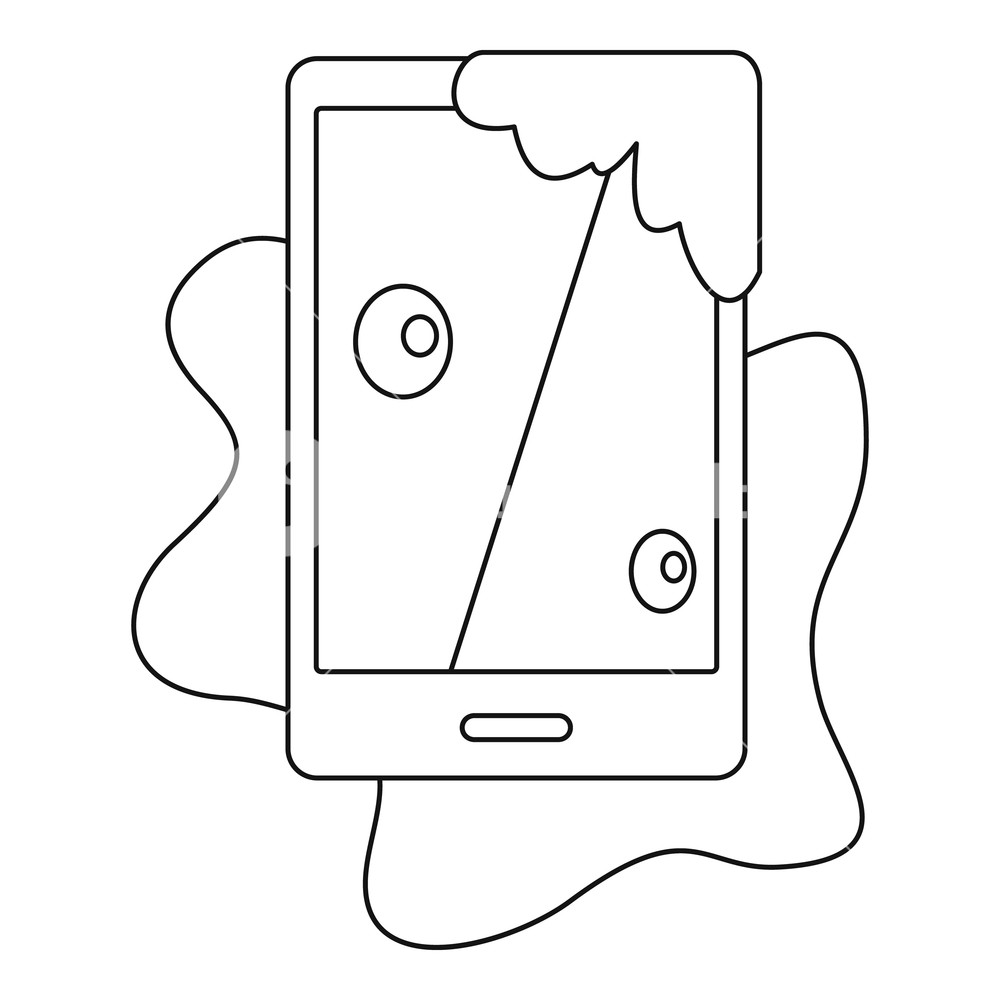 1000x1000 Wet Phone Icon Outline Illustration Of Wet Phone Vector Icon