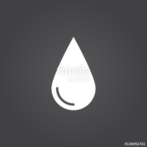500x500 Water Drop Icon Vector, Solid Logo, White Pictogram Isolated, Wet