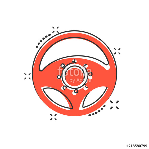 500x500 Vector Cartoon Steering Wheel Icon In Comic Style Rudder Wheel