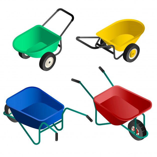 626x626 Wheelbarrow Icon Set Isometric Set Of Wheelbarrow Vector