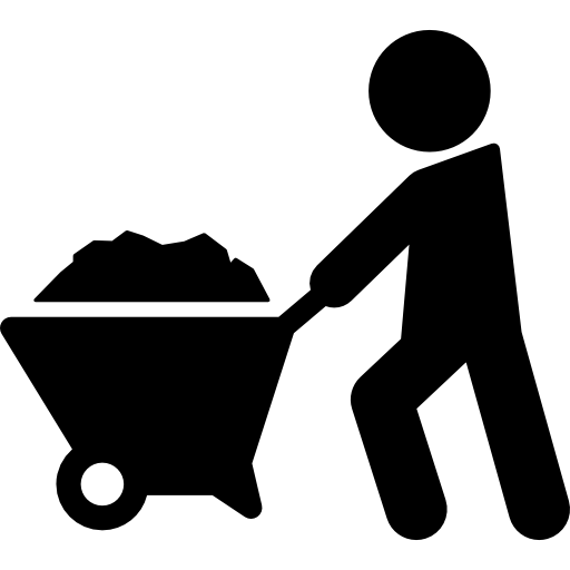 512x512 Silhouette Pushing Wheelbarrow Icons Free Download